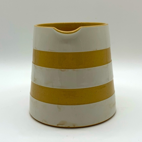 TG Green Cornishware Gold Yellow White Banded Jug Pitcher Judith Onions 4.5” HTF - Picture 3 of 11